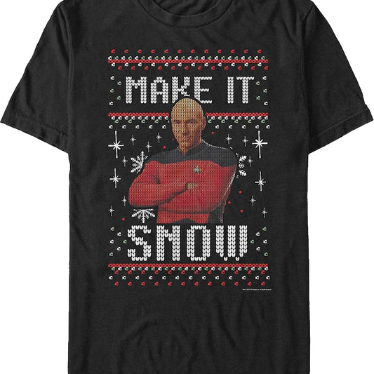 Faux Ugly Knit Make It Snow Star Trek The Next Generation T-Shirt