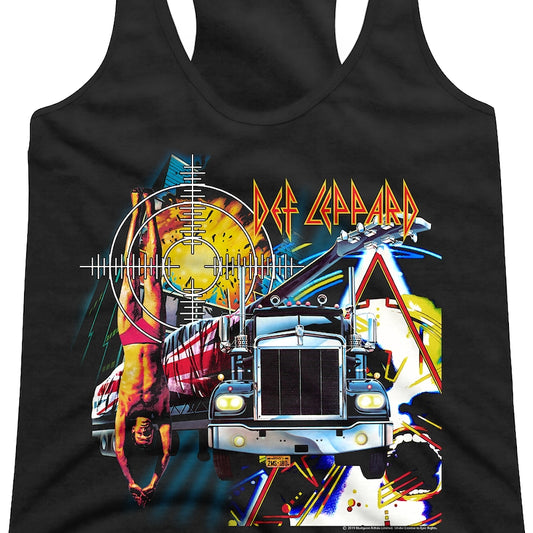 Ladies First Four Collage Def Leppard Racerback Tank Top