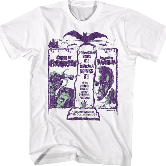 Frankenstein And Dracula Double Feature Hammer Films T-Shirt