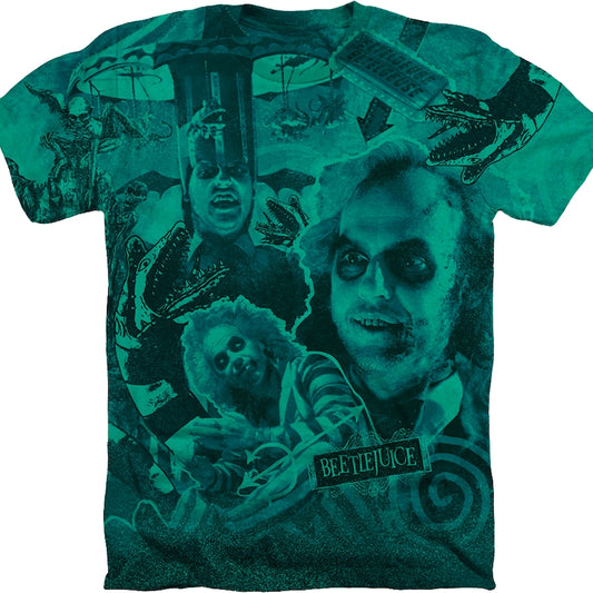 Green Collage Beetlejuice T-Shirt