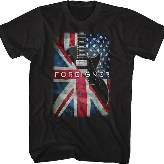 Guitar Wrapped In Flags Foreigner T-Shirt