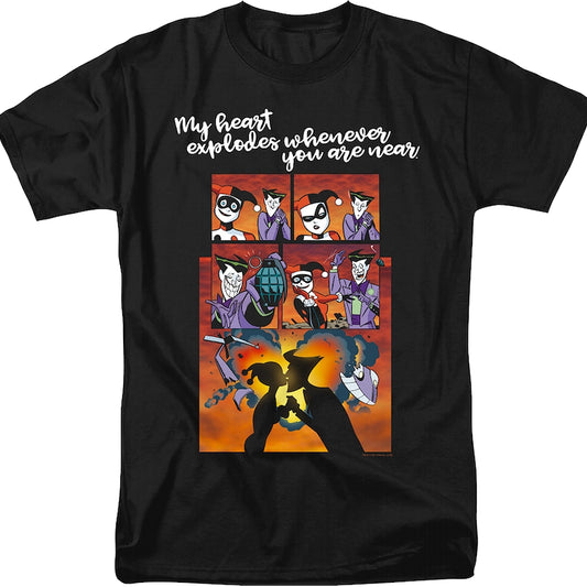 Harley Quinn And The Joker Heart Explodes DC Comics T-Shirt