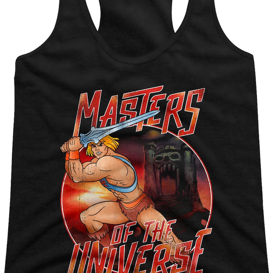 Ladies He-Man Action Pose Masters of the Universe Racerback Tank Top