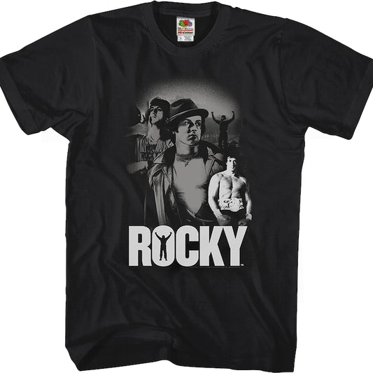 Black & White Italian Stallion Collage Rocky T-Shirt