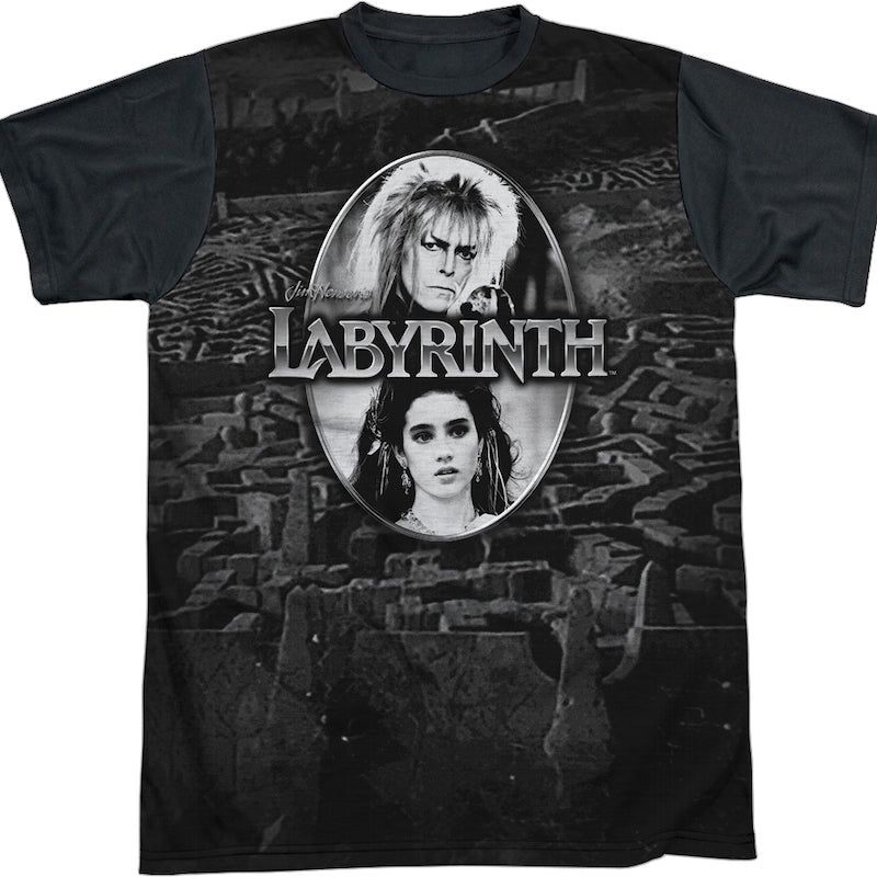 Jareth and Sarah Black and White Labyrinth T-Shirt