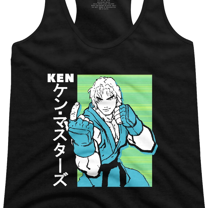 Ladies Ken Japanese Street Fighter Racerback Tank Top