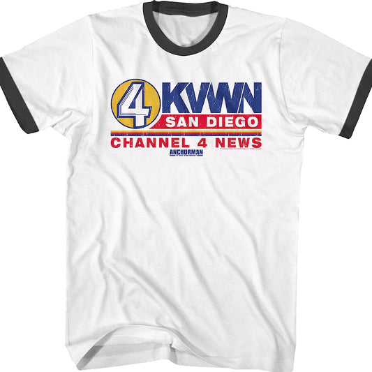 KVWN Channel 4 News Logo Anchorman Ringer Shirt