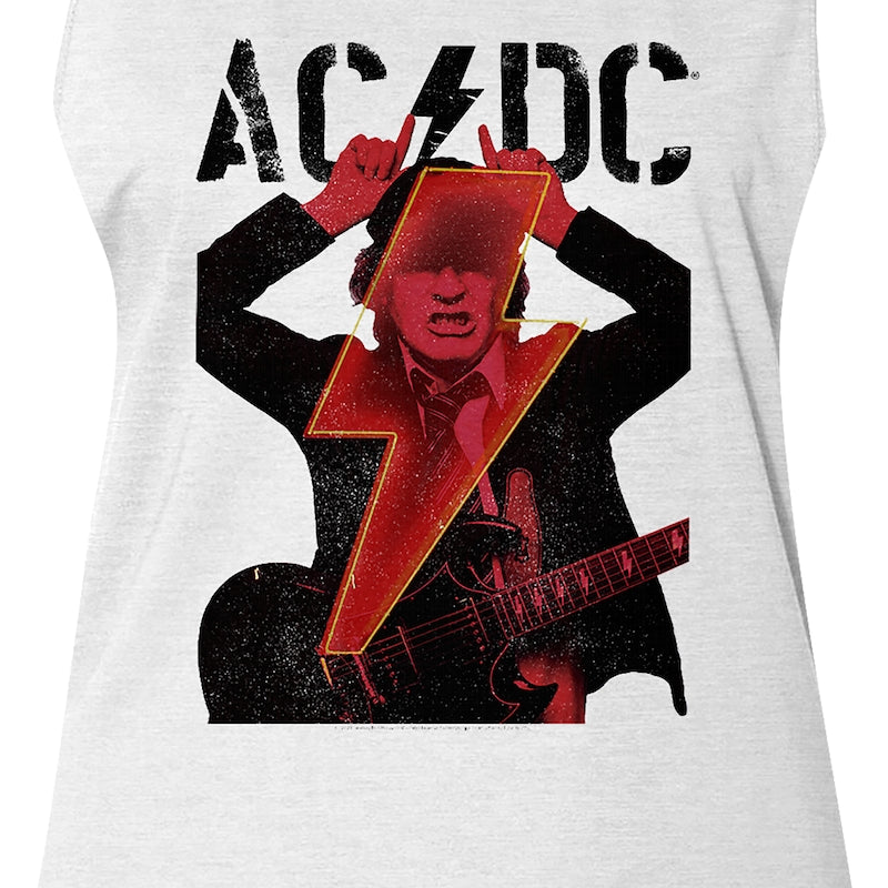 Ladies Angus Young Devil Horns ACDC Sleeveless Crewneck Shirt