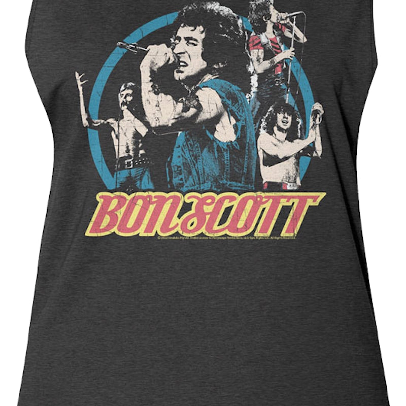 Ladies Collage Bon Scott Muscle Tank Top