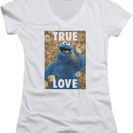 Ladies Cookie Monster True Love Sesame Street V-Neck Shirt