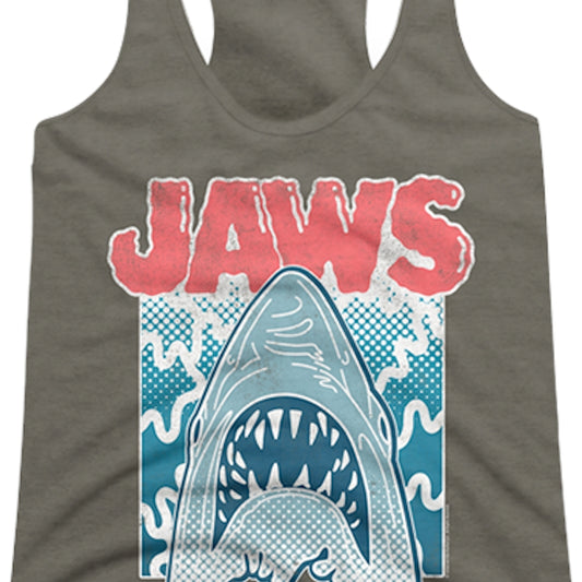 Ladies Distressed Splash Jaws Racerback Tank Top