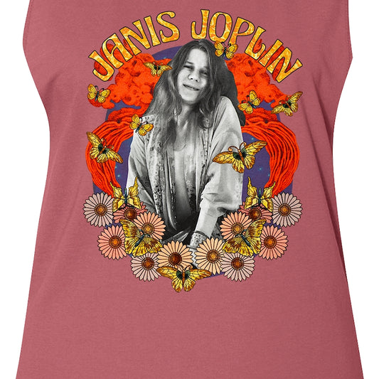 Ladies Flower Power Janis Joplin Muscle Tank Top