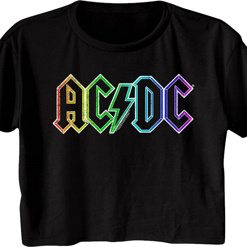 Ladies Neon Logo ACDC Crop Top