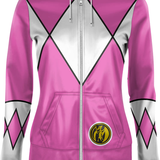 Ladies Pink Ranger Mighty Morphin Power Rangers Costume Hoodie
