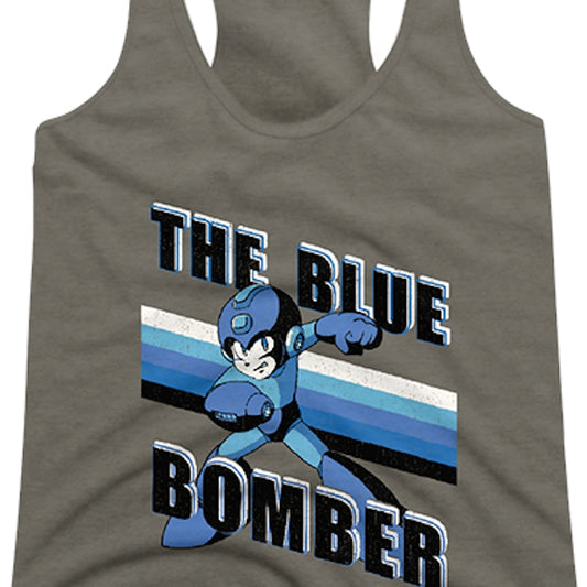 Ladies Retro Blue Bomber Mega Man Racerback Tank Top