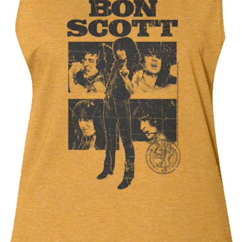 Ladies Retro Collage Bon Scott Muscle Tank Top