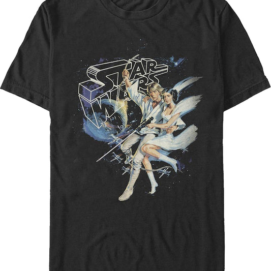 Luke Skywalker And Princess Leia Swing Into Action Star Wars T-Shirt