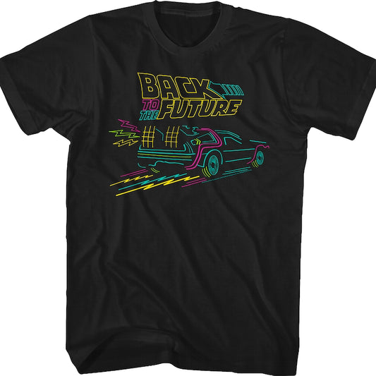 Neon DeLorean Back To The Future T-Shirt
