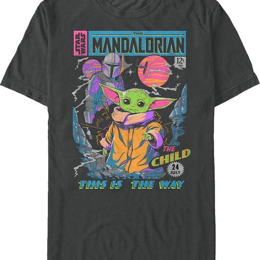 Neon Mandalorian Comic Book Cover Star Wars T-Shirt