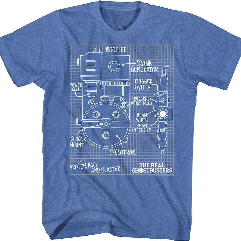 Proton Pack Schematic Real Ghostbusters T-Shirt