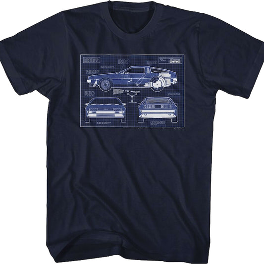 DeLorean Blueprints Back To The Future T-Shirt