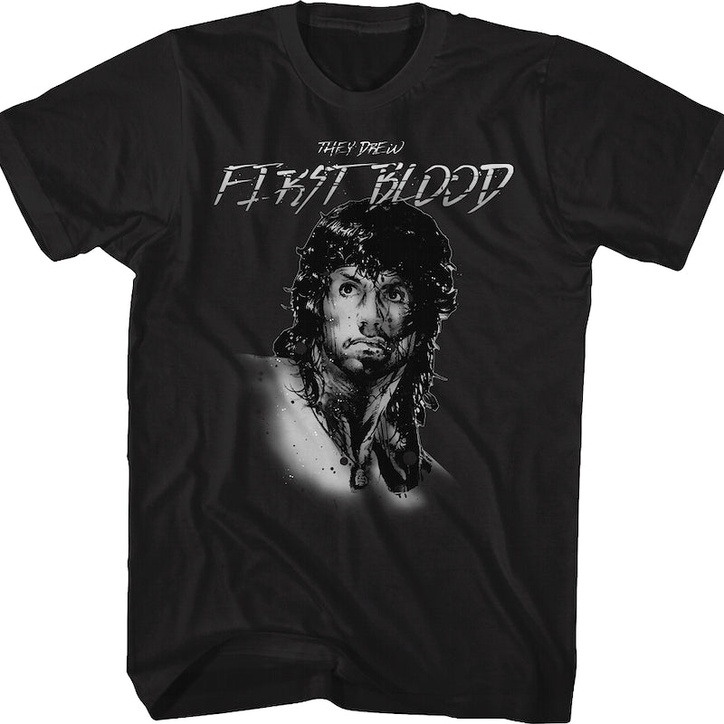 Rambo They Drew First Blood Black T-Shirt