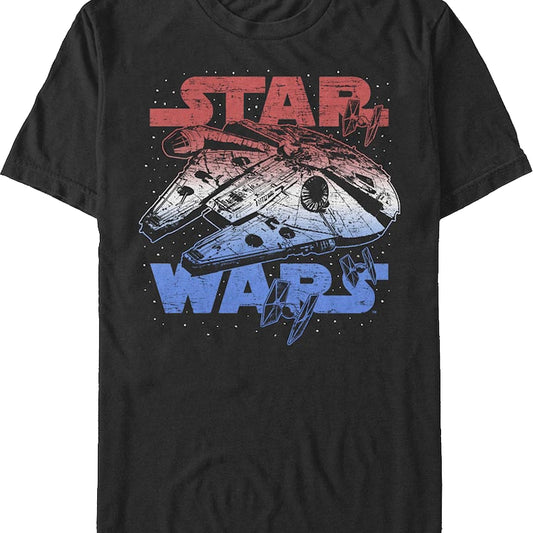 Red White Blue Millennium Falcon Star Wars T-Shirt