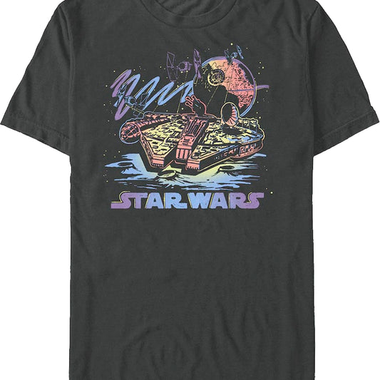 Retro Neon Millennium Falcon Star Wars T-Shirt