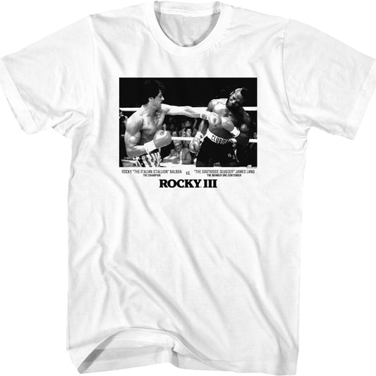 Rocky Balboa vs. Clubber Lang Black And White Photo Rocky III T-Shirt