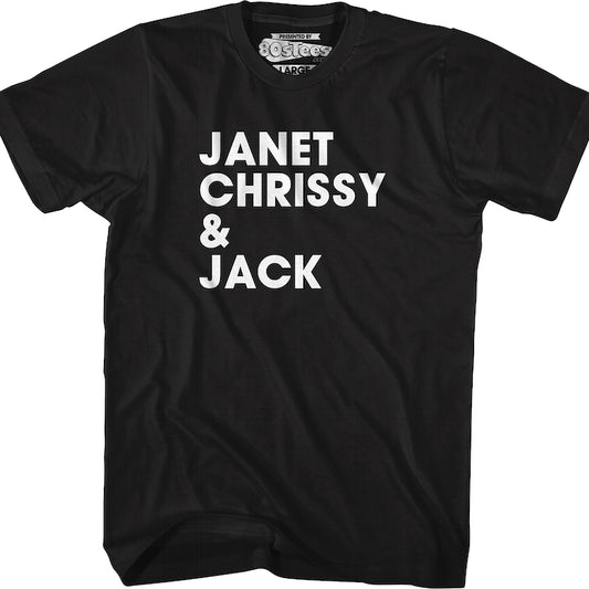 Roommate Names Janet Chrissy & Jack Three's Company T-Shirt
