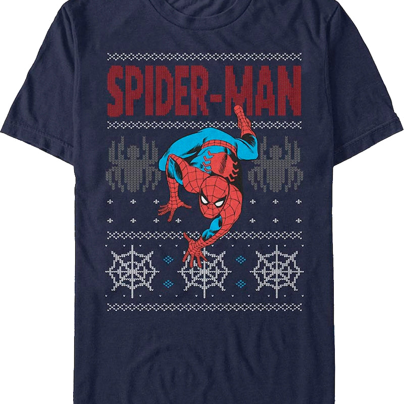 Spider-Man Faux Ugly Christmas Sweater Marvel Comics T-Shirt