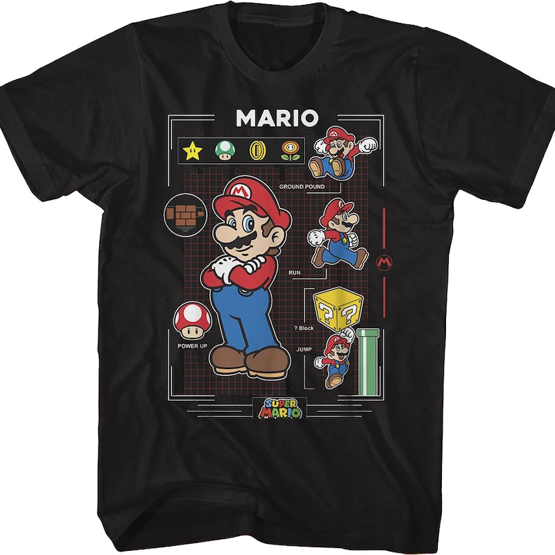 Super Mario Power Up Grid Nintendo T-Shirt