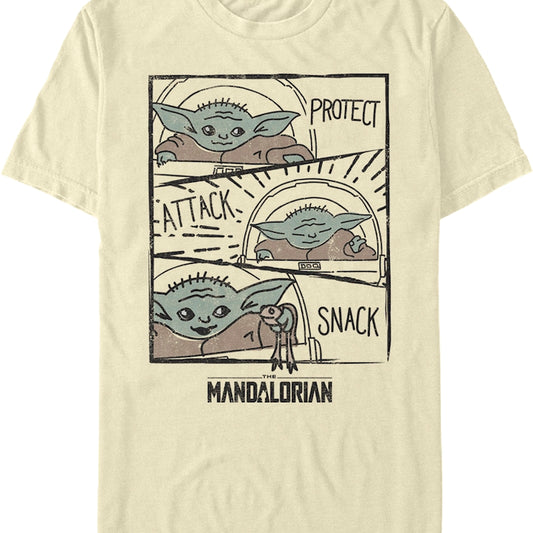 The Child Protect Attack Snack Star Wars The Mandalorian T-Shirt
