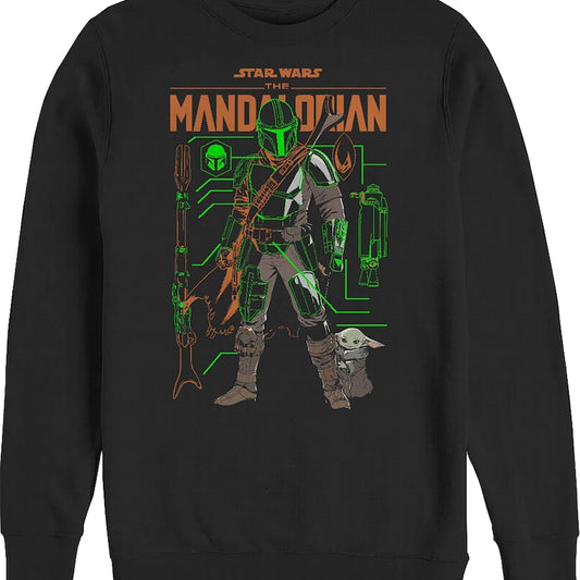 The Mandalorian And The Child Outlines Star Wars Sweatshirt