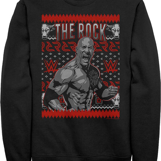 The Rock Faux Ugly Christmas Sweater WWE Sweatshirt