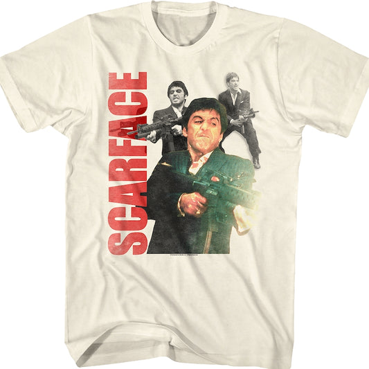 Tony Montana Shooting Collage Scarface T-Shirt