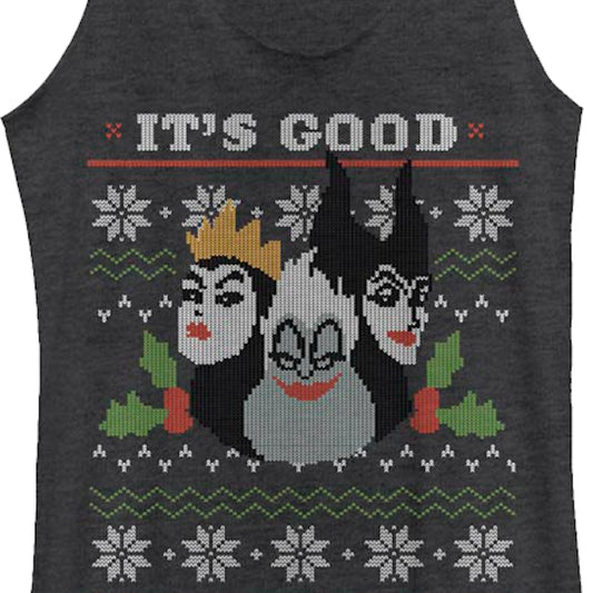 Ladies Ugly Faux Knit Disney Villains Racerback Tank Top