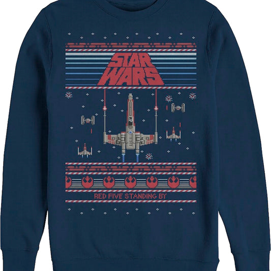 Ugly Faux Knit Red Five Star Wars Sweatshirt