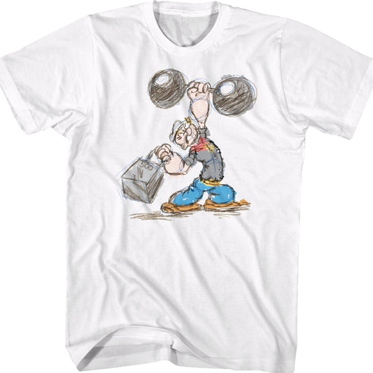 Weightlifting Sketch Popeye T-Shirt