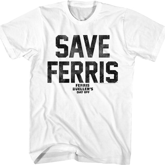 White Distressed Save Ferris Bueller T-Shirt