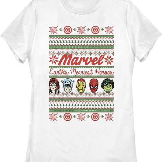 Womens Avengers Earth's Merriest Heroes Marvel Comics Shirt