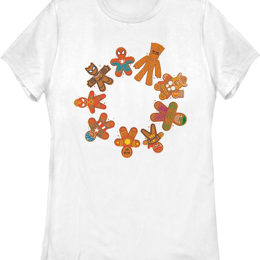 Womens Avengers Gingerbread Cookies Marvel Comics Shirt