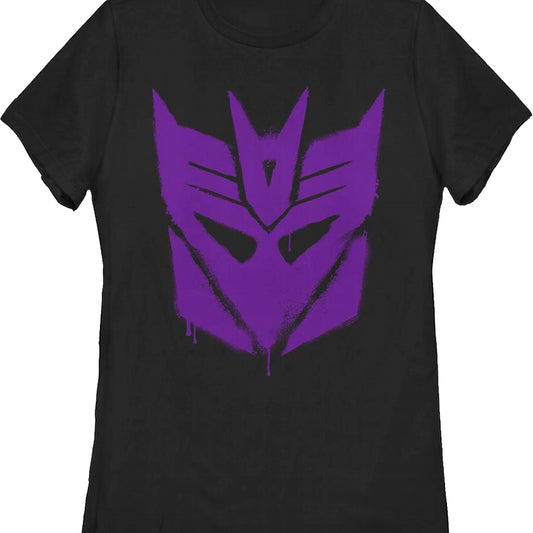 Womens Black Decepticon Graffiti Logo Transformers Shirt