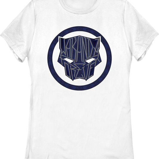 Womens Black Panther Wakanda Forever Text Marvel Comics Shirt