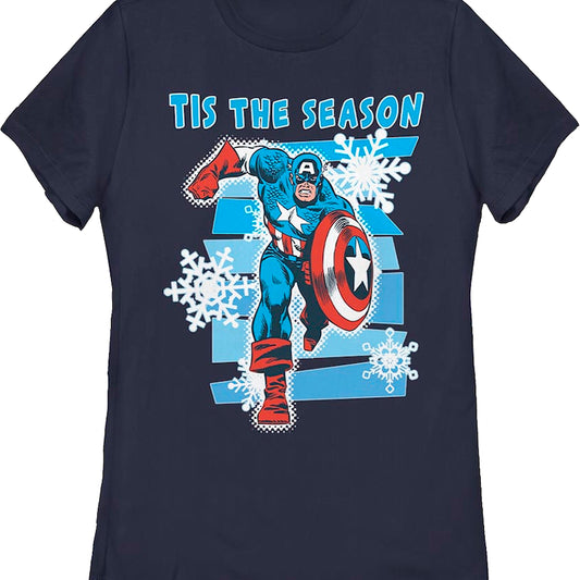 Womens Captain America Tis The Season Marvel Comics Shirt