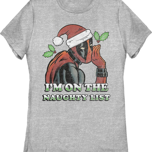 Womens Deadpool I'm On The Naughty List Marvel Comics Shirt