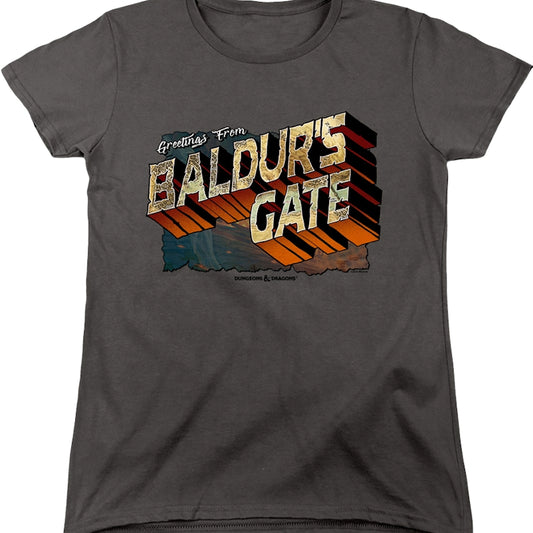 Womens Greetings From Baldur's Gate Dungeons & Dragons Shirt