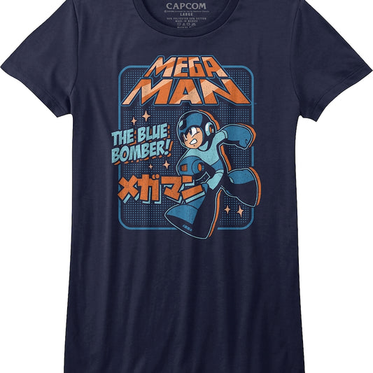 Womens Japanese Blue Bomber Mega Man Shirt