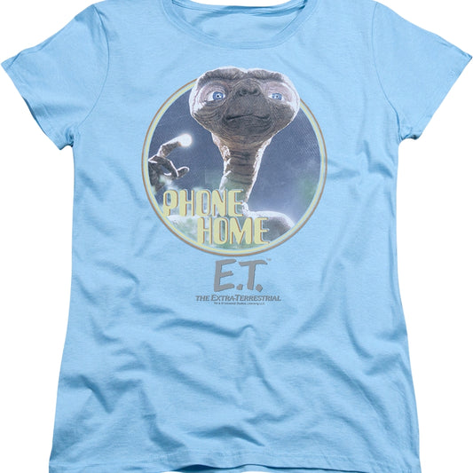 Womens Light Blue Phone Home ET Shirt