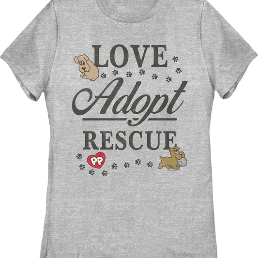Womens Love Adopt Rescue Pound Puppies Shirt